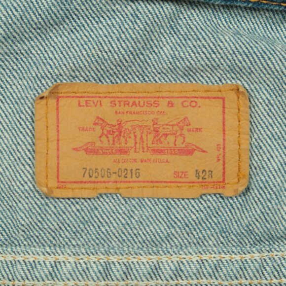 Vintage Levis Type 3 Trucker Jacket Mens 42 Blue Denim 1980s - Picture 6 of 9